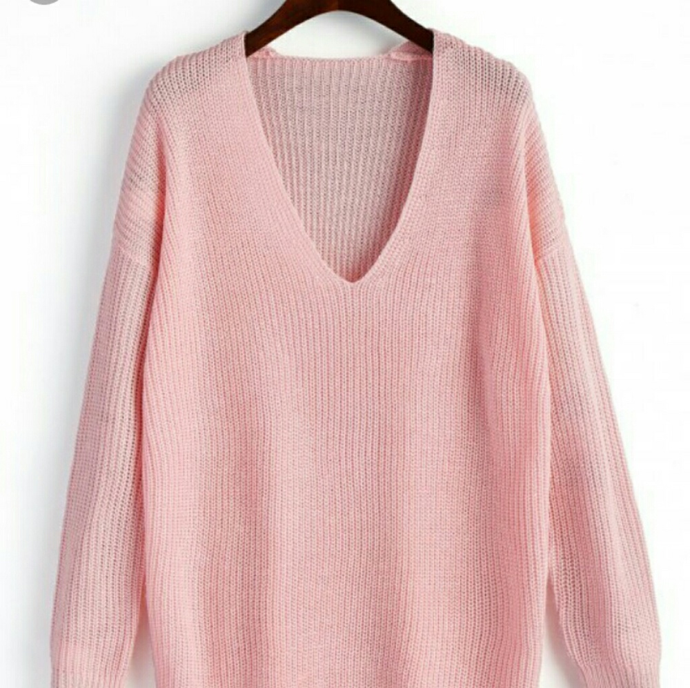 Baby Pink Vneck Sweater